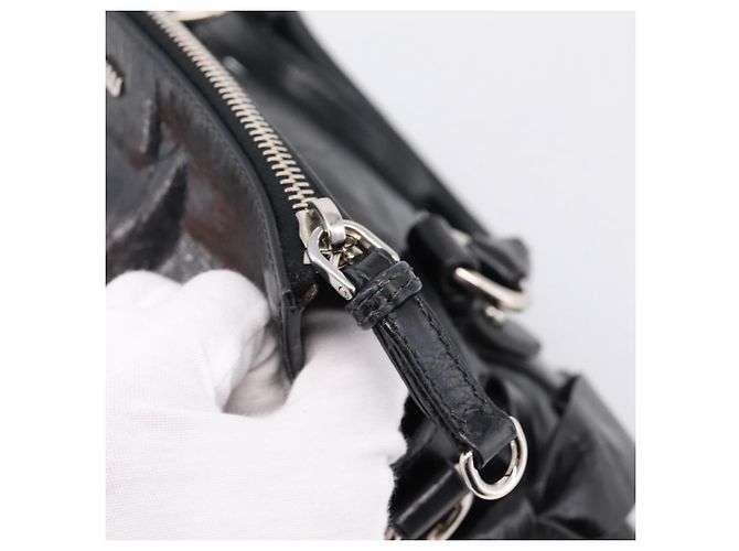 Borsa a Mano Miu Miu Vitello Lux Leather 2way Nero Argento Auth 197198SAM - vista 19
