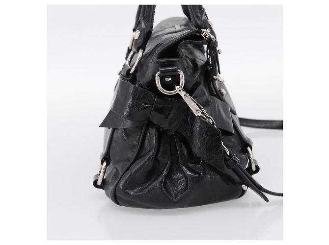 Borsa a Mano Miu Miu Vitello Lux Leather 2way Nero Argento Auth 197198SAM - vista 3