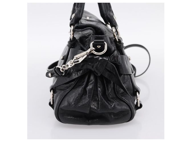 Borsa a Mano Miu Miu Vitello Lux Leather 2way Nero Argento Auth 197198SAM - vista 4