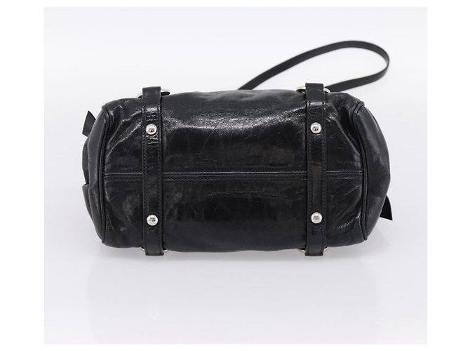 Borsa a Mano Miu Miu Vitello Lux Leather 2way Nero Argento Auth 197198SAM - vista 5