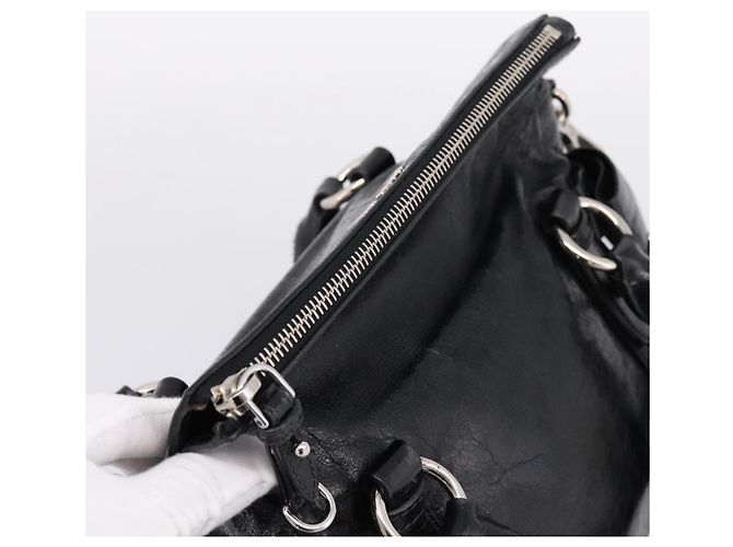 Borsa a Mano Miu Miu Vitello Lux Leather 2way Nero Argento Auth 197198SAM - vista 6