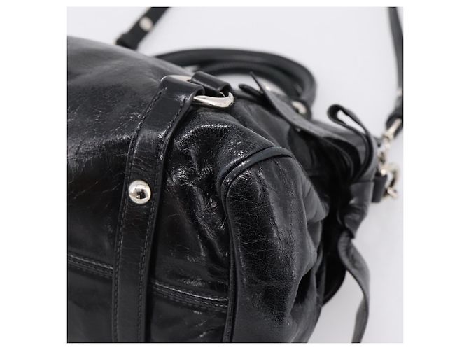 Borsa a Mano Miu Miu Vitello Lux Leather 2way Nero Argento Auth 197198SAM - vista 9