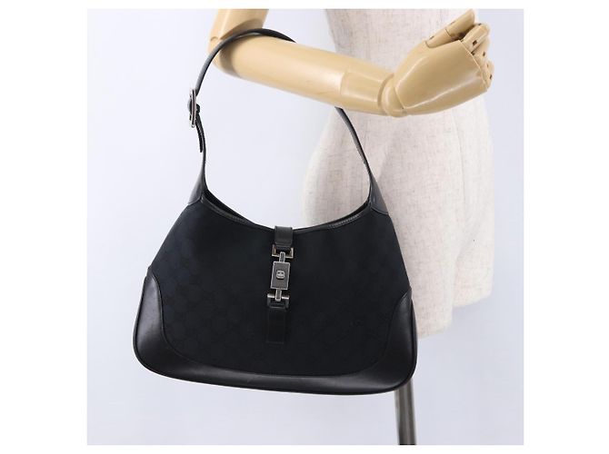 Borsa a tracolla GUCCI GG Canvas Jackie Nero Argento 001 3306 2684 Auth am12397V - vista 22