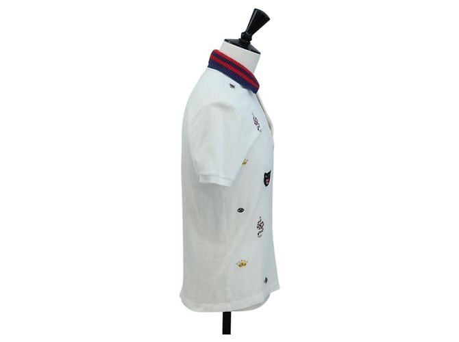 Polo GUCCI Camiseta de manga corta de algodón S Blanco Auth 196745M - vista 4