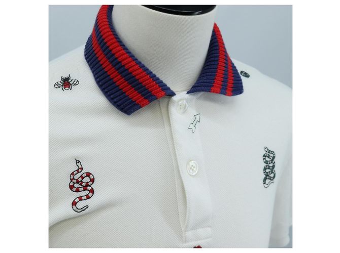 Polo GUCCI Camiseta de manga corta de algodón S Blanco Auth 196745M - vista 5