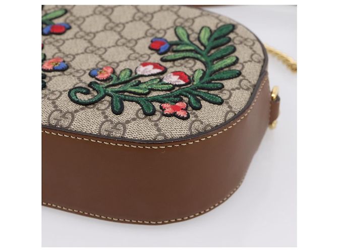 Borsa a tracolla GUCCI GG Supreme Chain PVC Beige Gold 409535 Auth 197208V D'oro - vista 10