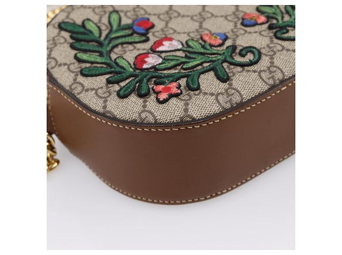 Borsa a tracolla GUCCI GG Supreme Chain PVC Beige Gold 409535 Auth 197208V D'oro - vista 11