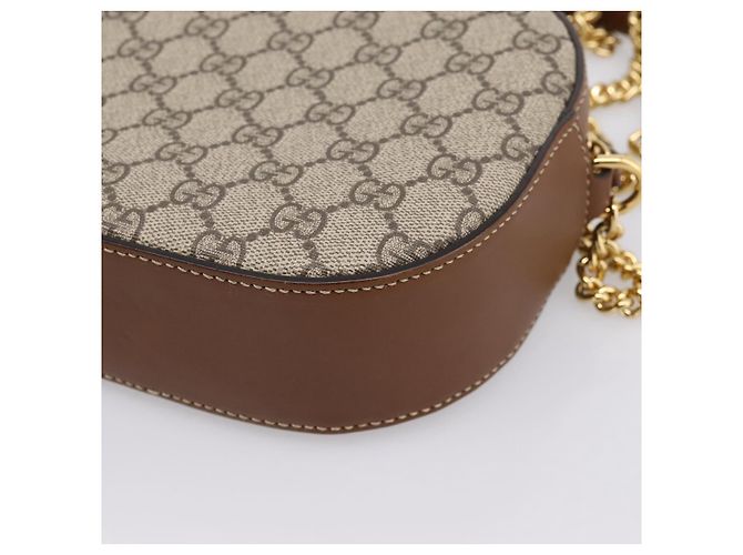 Borsa a tracolla GUCCI GG Supreme Chain PVC Beige Gold 409535 Auth 197208V D'oro - vista 12