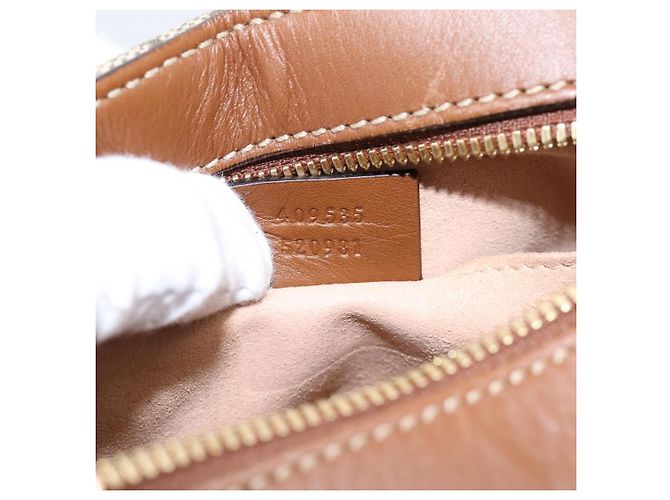 Borsa a tracolla GUCCI GG Supreme Chain PVC Beige Gold 409535 Auth 197208V D'oro - vista 20