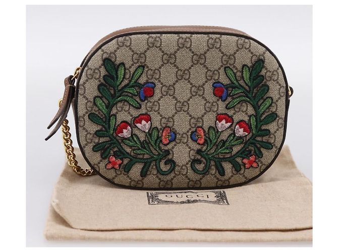 Borsa a tracolla GUCCI GG Supreme Chain PVC Beige Gold 409535 Auth 197208V D'oro - vista 22