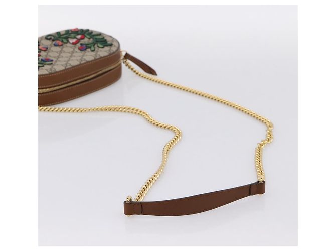 Borsa a tracolla GUCCI GG Supreme Chain PVC Beige Gold 409535 Auth 197208V D'oro - vista 7