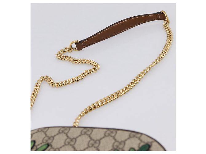 Borsa a tracolla GUCCI GG Supreme Chain PVC Beige Gold 409535 Auth 197208V D'oro - vista 8