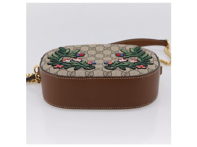 Borsa a tracolla GUCCI GG Supreme Chain PVC Beige Gold 409535 Auth 197208V D'oro - vista 9