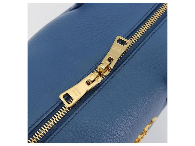 Borsa PRADA in pelle blu e oro Auth 197335V D'oro - vista 10