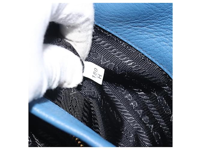 Borsa PRADA in pelle blu e oro Auth 197335V D'oro - vista 12