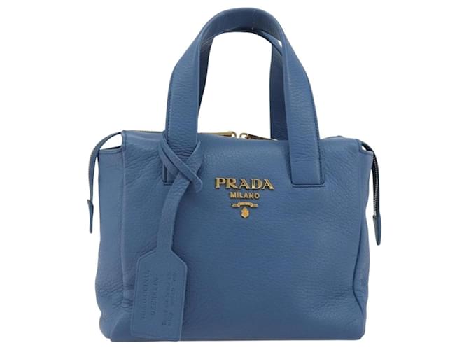 Borsa PRADA in pelle blu e oro Auth 197335V D'oro - vista 13