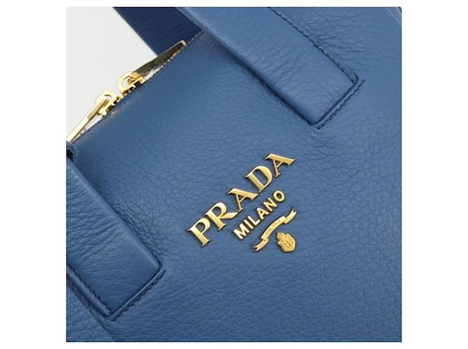 Borsa PRADA in pelle blu e oro Auth 197335V D'oro - vista 17