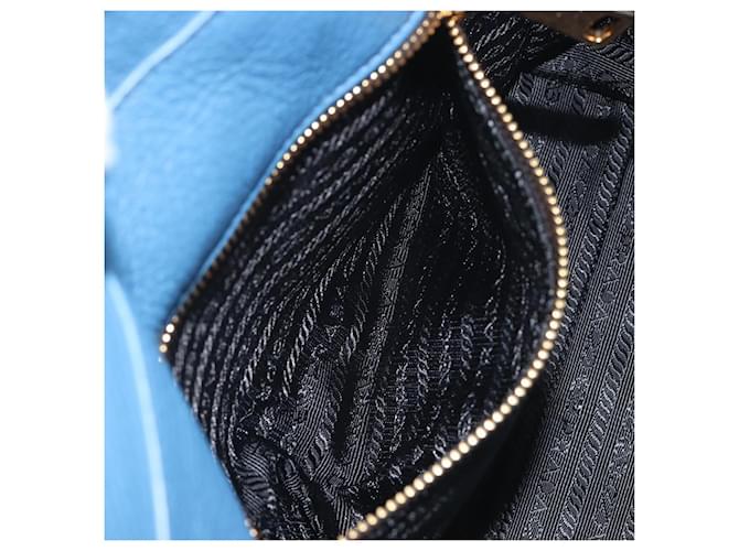 Borsa PRADA in pelle blu e oro Auth 197335V D'oro - vista 24