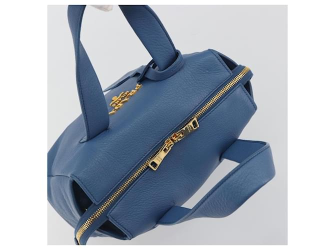 Borsa PRADA in pelle blu e oro Auth 197335V D'oro - vista 6