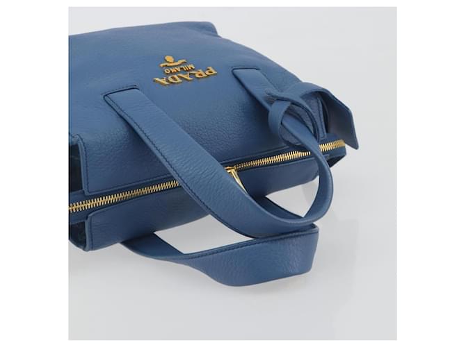 Borsa PRADA in pelle blu e oro Auth 197335V D'oro - vista 7