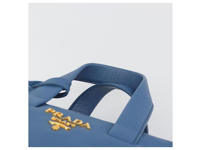 Borsa PRADA in pelle blu e oro Auth 197335V D'oro - vista 8