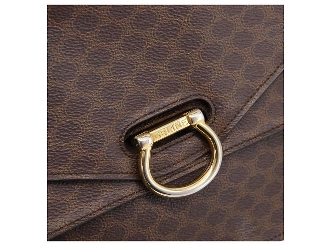 Céline Borsa a mano CELINE Macadam Canvas PVC Leather Brown Gold Auth mr2822 Marrone D'oro - vista 14