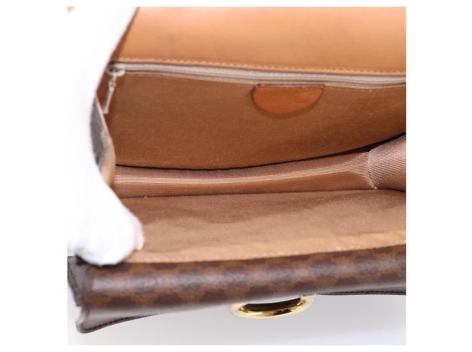 Céline Borsa a mano CELINE Macadam Canvas PVC Leather Brown Gold Auth mr2822 Marrone D'oro - vista 16