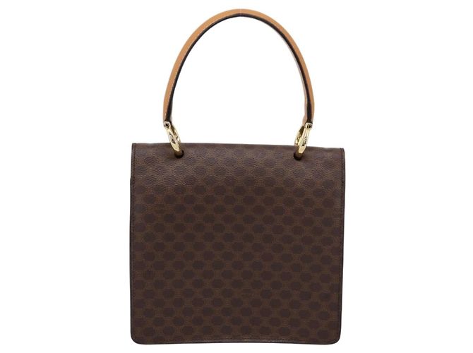 Céline Borsa a mano CELINE Macadam Canvas PVC Leather Brown Gold Auth mr2822 Marrone D'oro - vista 3
