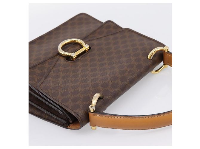 Céline Borsa a mano CELINE Macadam Canvas PVC Leather Brown Gold Auth mr2822 Marrone D'oro - vista 6