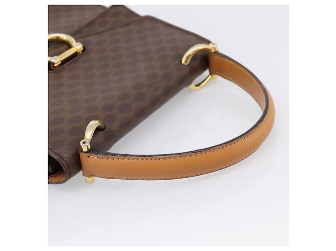 Céline Borsa a mano CELINE Macadam Canvas PVC Leather Brown Gold Auth mr2822 Marrone D'oro - vista 7