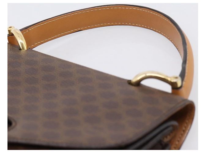 Céline Borsa a mano CELINE Macadam Canvas PVC Leather Brown Gold Auth mr2822 Marrone D'oro - vista 8