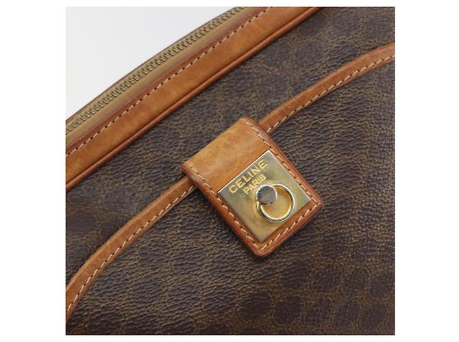Céline Borsa a Tracolla CELINE Macadam PVC Pelle Marrone Tono Oro Auth BA14952 - vista 14