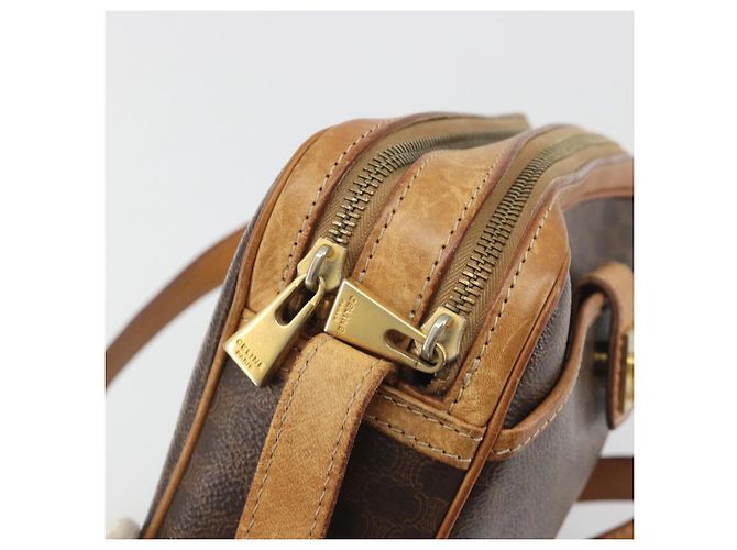 Céline Borsa a Tracolla CELINE Macadam PVC Pelle Marrone Tono Oro Auth BA14952 - vista 15