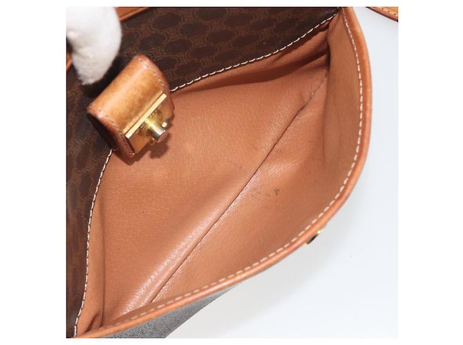 Céline Borsa a Tracolla CELINE Macadam PVC Pelle Marrone Tono Oro Auth BA14952 - vista 24