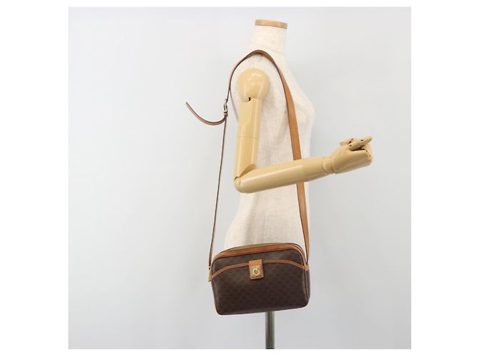 Céline Borsa a Tracolla CELINE Macadam PVC Pelle Marrone Tono Oro Auth BA14952 - vista 26