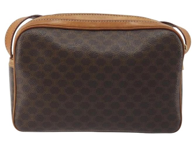 Céline Borsa a Tracolla CELINE Macadam PVC Pelle Marrone Tono Oro Auth BA14952 - vista 3