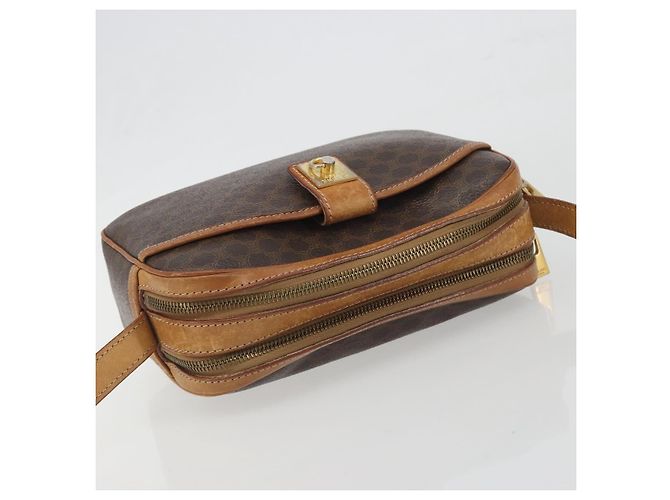 Céline Borsa a Tracolla CELINE Macadam PVC Pelle Marrone Tono Oro Auth BA14952 - vista 6