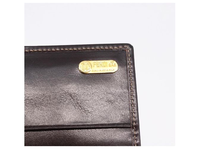 Portafoglio lungo FENDI Zucca Canvas Nero Marrone Auth 196107V - vista 17