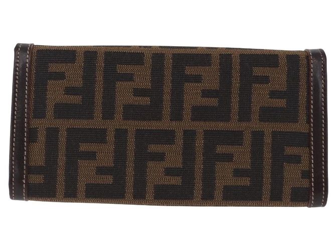 Portafoglio lungo FENDI Zucca Canvas Nero Marrone Auth 196107V - vista 2
