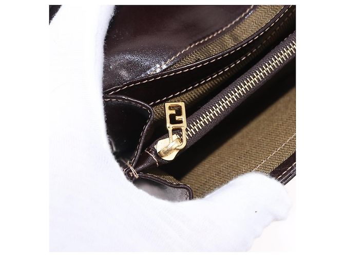 Portafoglio lungo FENDI Zucca Canvas Nero Marrone Auth 196107V - vista 22