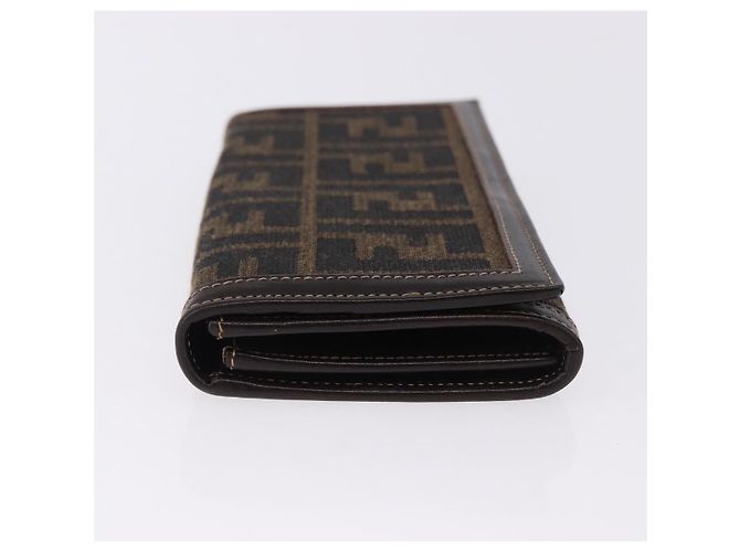 Portafoglio lungo FENDI Zucca Canvas Nero Marrone Auth 196107V - vista 4
