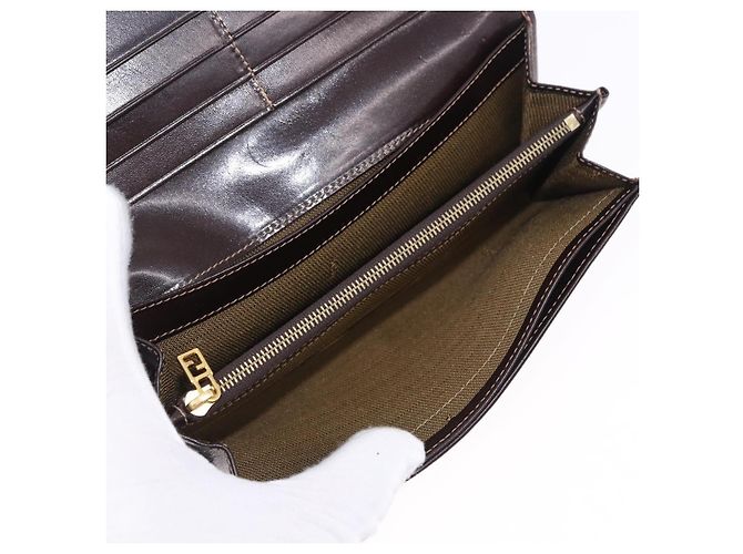 Portafoglio lungo FENDI Zucca Canvas Nero Marrone Auth 196107V - vista 9