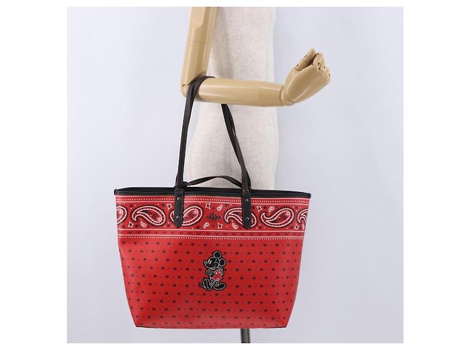 Coach Tote Bag PVC Canvas Disney Collaboration Rot Silber Auth 196322A - Ansicht 25