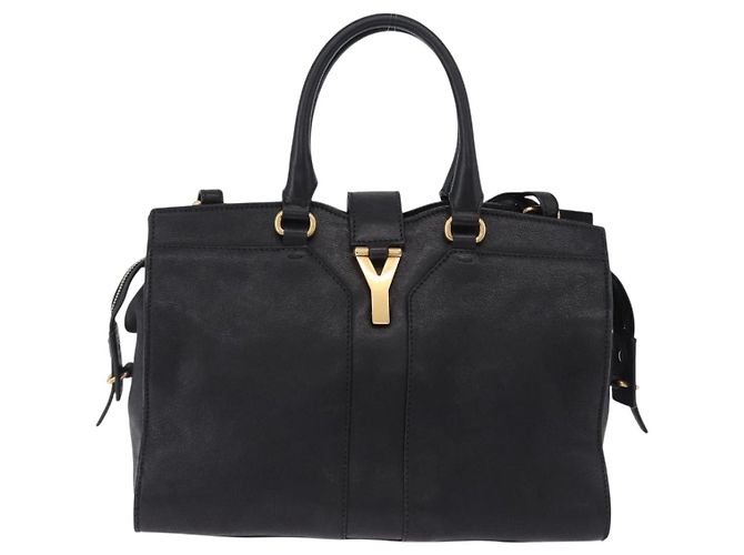 Bolso de mano Cabas SAINT LAURENT de piel 2way Negro Oro Auth am12406V Dorado - vista 2