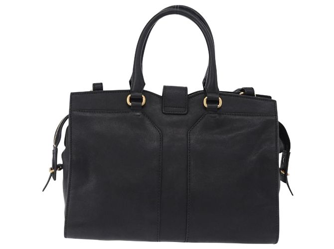 Bolso de mano Cabas SAINT LAURENT de piel 2way Negro Oro Auth am12406V Dorado - vista 3