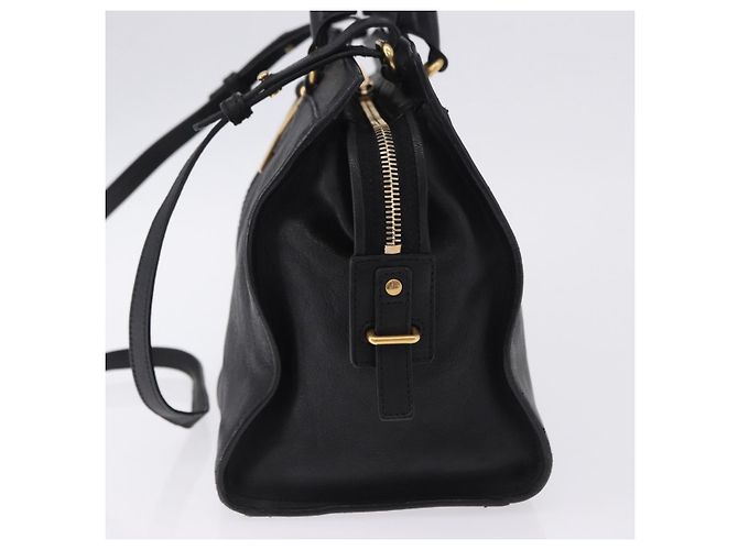 Bolso de mano Cabas SAINT LAURENT de piel 2way Negro Oro Auth am12406V Dorado - vista 4