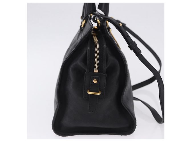 Bolso de mano Cabas SAINT LAURENT de piel 2way Negro Oro Auth am12406V Dorado - vista 5