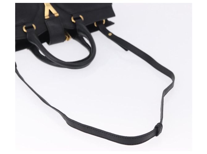 Bolso de mano Cabas SAINT LAURENT de piel 2way Negro Oro Auth am12406V Dorado - vista 9