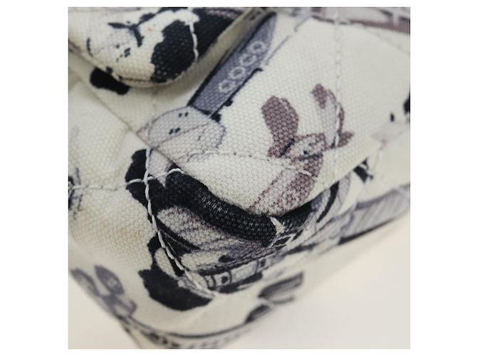 Borsa a tracolla CHANEL Matelasse 25 Airline Canvas Bianco Argento CC Auth 195237SAM - vista 10