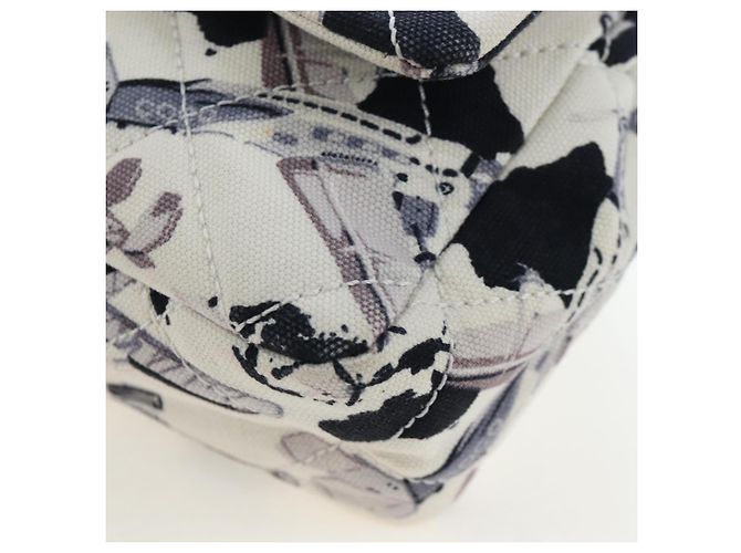 Borsa a tracolla CHANEL Matelasse 25 Airline Canvas Bianco Argento CC Auth 195237SAM - vista 11